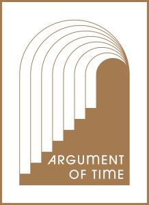Argument of Time logo featuring stylized text and abstract design elements representing the concept of time.